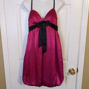 De Laru Fuchsia & Black Sleeveless V Neckline Bubble @ Knee Hem - size 5/6 NWT